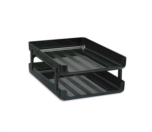 BANDEJA PAPELERA PIZZINI OFICIO 2 PISOS C/BISAGRA NEGRO